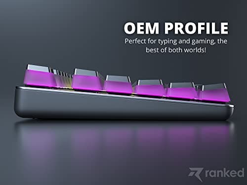 Ranked Pudding PBT Keycaps | 112 Double Shot Translucent ANSI US & ISO Layout | OEM Profile for RGB Mechanical Gaming Keyboard (Black)