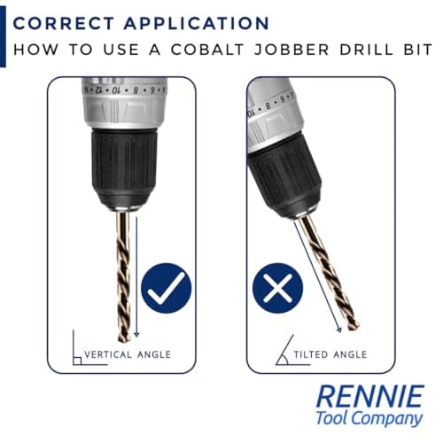 Rennie Tools - 10pc 7.5mm HSS Gold Cobalt Jobber Drill Bit Set for Stainless Steel, Hard Metals, Aluminium, Cast Iron, Copper