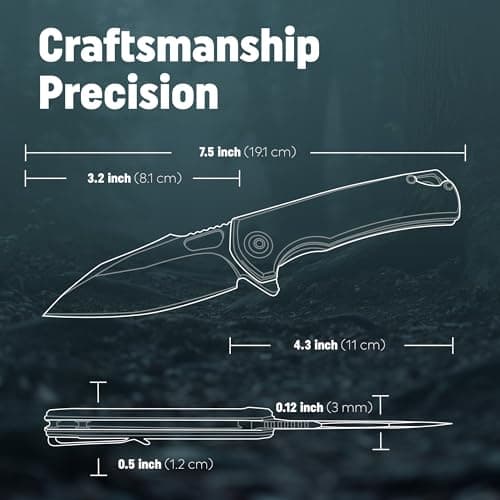 Guardian Eagle Folding Pocket Knife for Men - EDC Tactical Knife with Pocket Clip, Indoor & Outdoor, Camping, Survival Hiking & Gifts for Men, Every Day Carry, Lightweight (Black Blade)