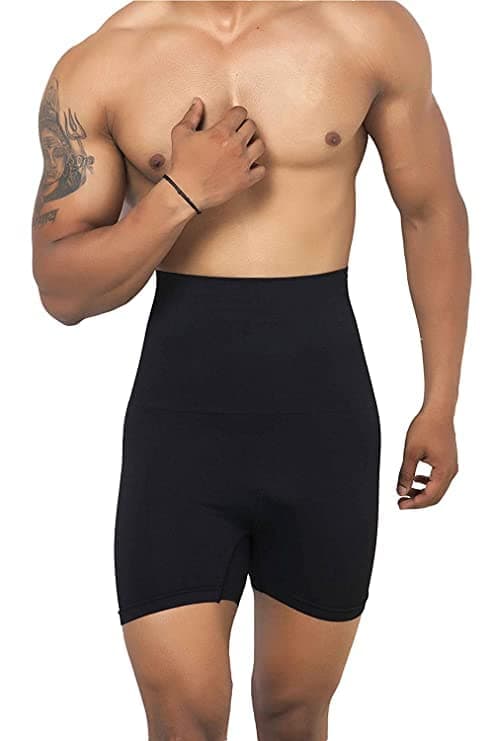 KROYWEN Men Tummy Control Seamless Shorts High Waist Slimming Underwear Body Shaper Belly Girdle Boxer Stomach Fitness for Exercise & Workout Briefs Black, black, Free Size, black, One size