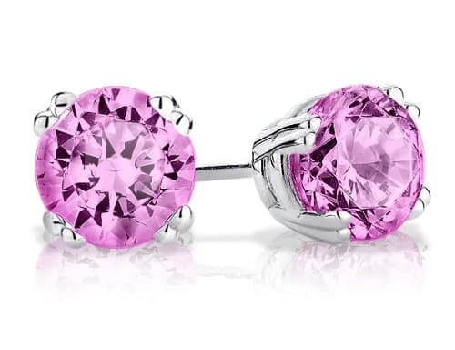 6mm Created Pink Sapphire Stud Earrings 2.0 Carat (ctw) in Sterling Silver