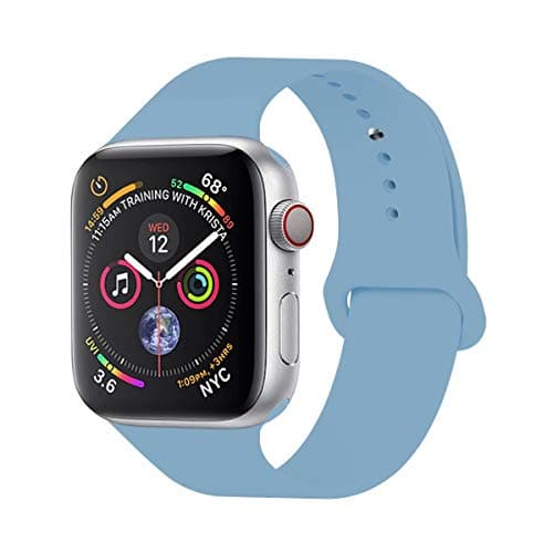 YC YANCH Compatible with for Apple Watch Band 38mm 40mm, Soft Silicone Sport Band Replacement Wrist Strap Compatible with for iWatch Series 5/4/3/2/1, Nike+, Sport, Edition, S/M, Cornflower