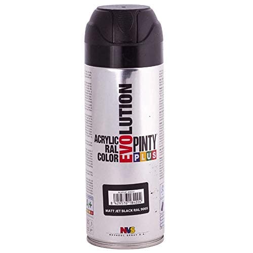 Fast Dry, Low Odor, Low VOC - Acrylic Spray Paint Pintyplus EVOLUTION - Matt Jet Black