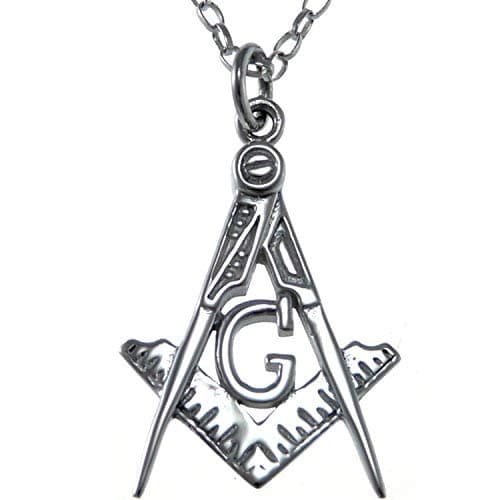 925 Sterling Silver Necklace for Men Masonic Freemason Pendant - Square and Compass Necklace with 18" Silver Chain & Jewellery Gift Box