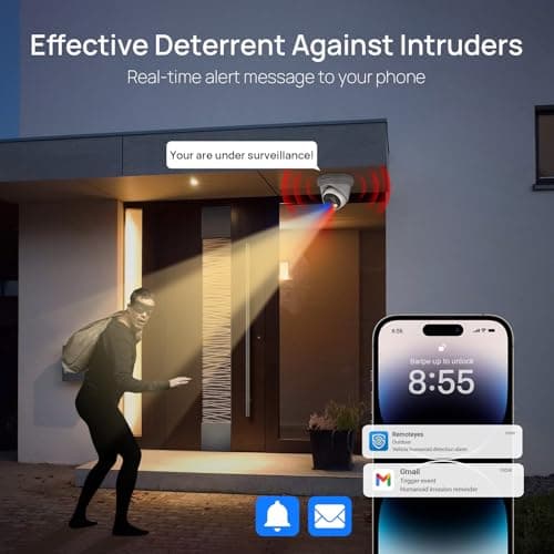 Hikvision 4K 8MP PoE IP Turret Camera Active Deterrent (Red/Blue LED, Siren), 96ft Night Color Vision F1.0, Human Vehicle Detection, MicroSD 256GB, 2-Way Audio, 2.8mm Lens, IP67