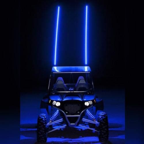 Vivid Light Bars Brightest 5ft LED Whips Flag Lights RGBW Color Warning Strobe Lights LED Safety Lights with Bluetooth APP Remote for Off-road 4x4 Trucks RZR 2 Pack