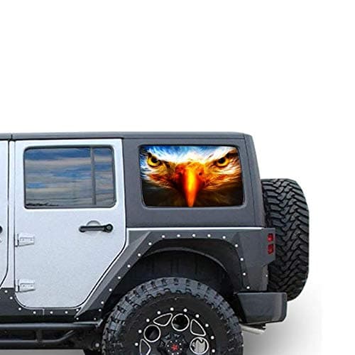 Gold Fish Decals Side Set Window Perforated See Thru Graphic Decal Sticker Eagle 1 Compatible with Jeep Wrangler 4 Doors JK -Rubicon