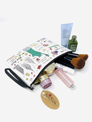 Girls & Women Large Fashion Cute New York Souvenir Zipper pouch Travel Cosmetic Bag Hand Bag Makeup Purse, JP-330133B, Large Makeup Purse With Classic New York Design