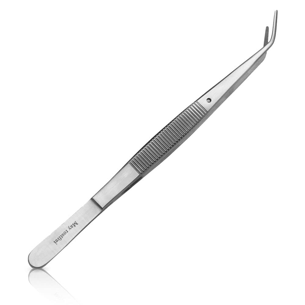 Anatomical Tweezers - Anatomical Forceps - Angled And Serrated Peak - Stainless Steel