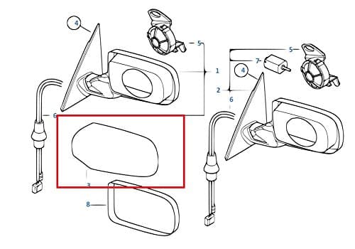 Painted or Primed BMW Right Side Mirror Cover E46 3 Series / E39 5 Series (Bluewater Metallic 496)