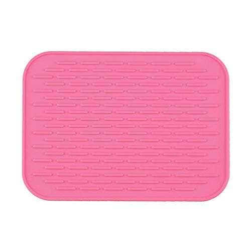we3 Silicone Trivets Mat Set 21 * 15 cm Big Place Mat, Hot Pads, Kitchen Table Mat - Waterproof, (Set of 2) Non Slip, Flexible, Durable, Dishwasher Safe Pink