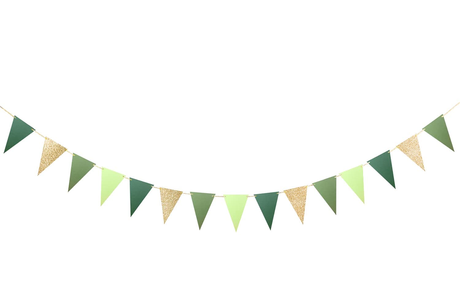 Letjolt Green Triangle Banner Decoration Golden Greenery Party Supplies St. Patrick's Day Bunting Signs for Birthday Nursery Anniversary Pre - Strung Flags 15 pcs 10 Feet