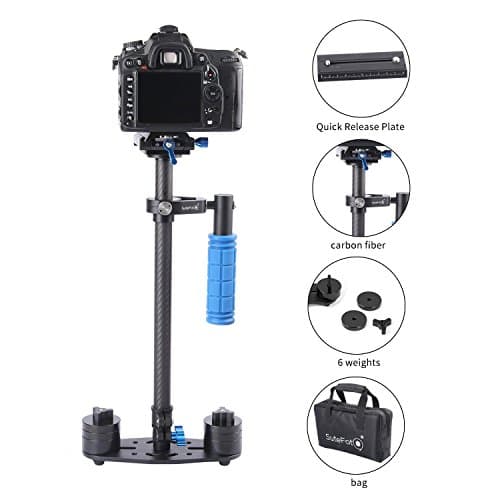 SUTEFOTO Carbon Fiber Portable S-60 Max Hight 0.6 Meter Handheld Stabilizer Pro Version for Camera Video DV DSLR - Weight Bearing Capability 0.2-3.5 Kilogram (7 Pound)