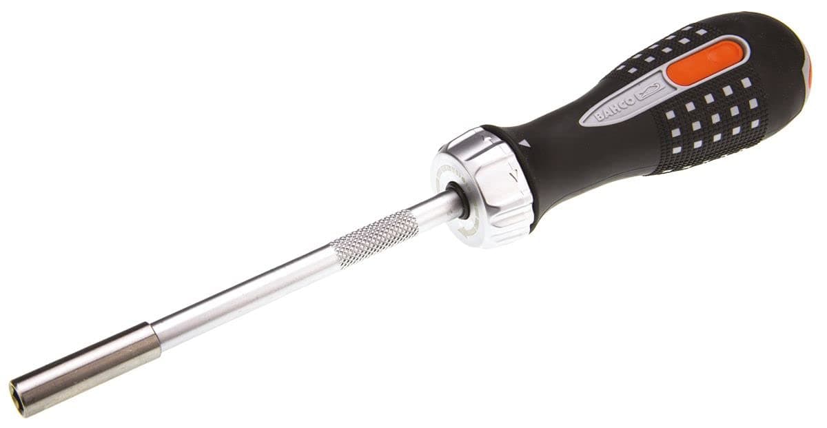Bahco 808050 1/4" Ratcheting Bit Holder Screwdriver with 6 Bits