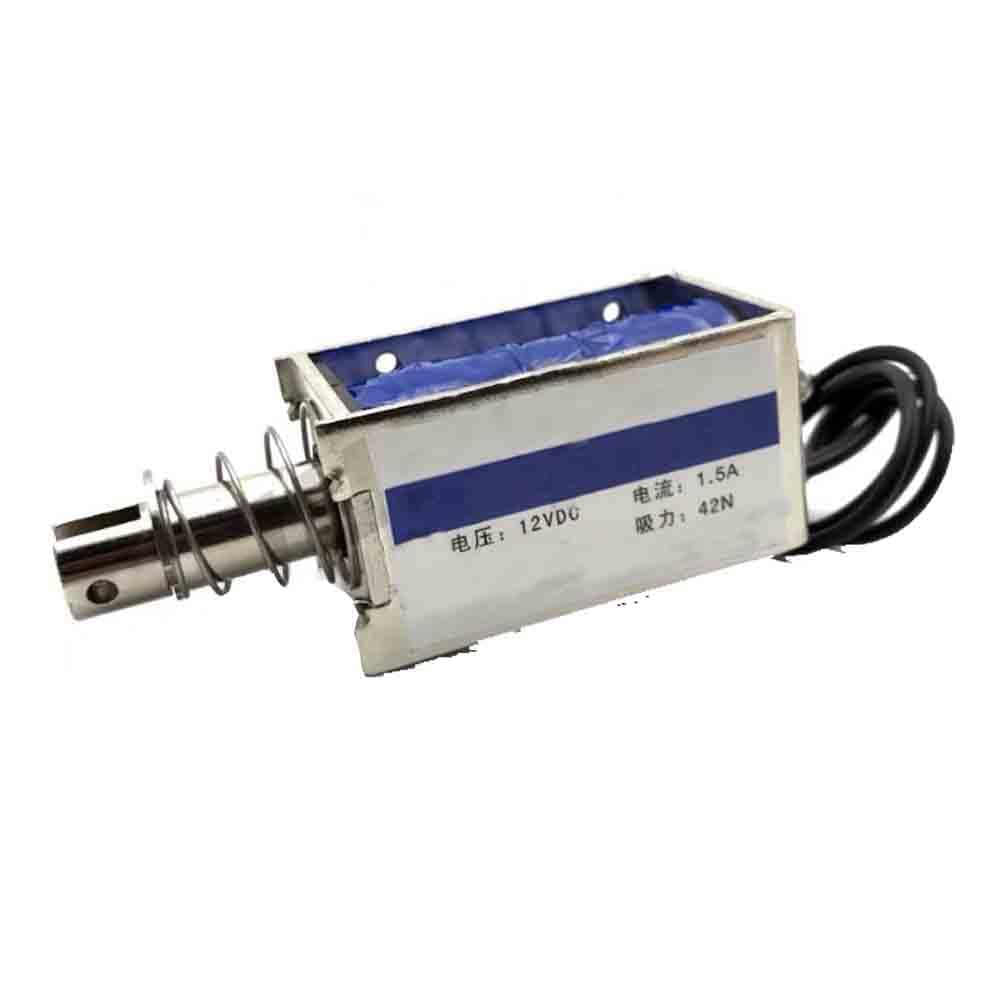 JF-1253B DC Push-Pull Through Frame Electromagnet Stroke 10 mm (15 mm, 12 V)