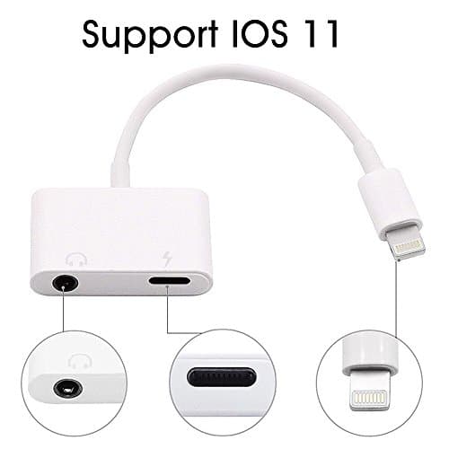 iPhone Adapter, Charm sonic iPhone Headphone Adapter 2 in 1 Lightning to 3.5mm Audio Jack and Charger Adapter for iPhone 7/7 Plus / 8/ 8plus/ X, Support iOS 11