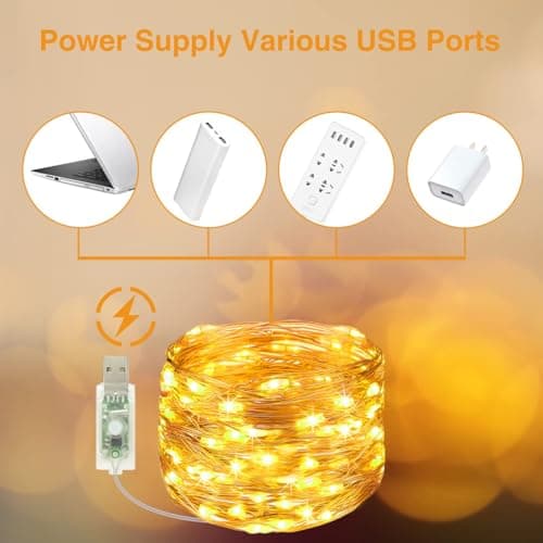 120 LED Photo Clip String Lights, USB Plug in Remote Control with 8 Modes Photo Peg Fairy Lights with 60 Clips & 20 Nails Hanging String Photo Frames Decoration for Bedroom Wedding Party Birthday