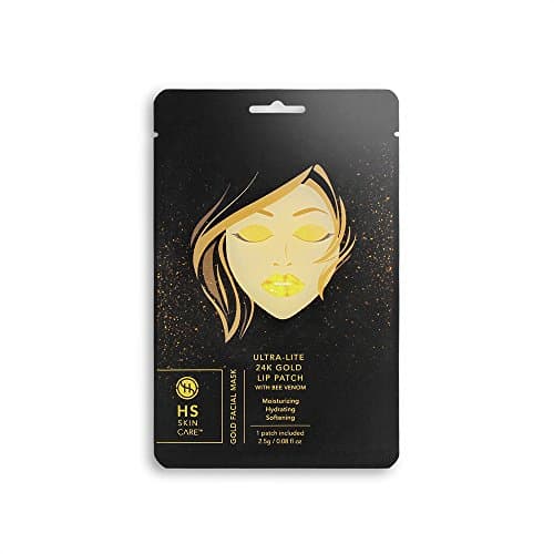 Happy Skin 5-Pack Anti-Aging 24K Gold Hydrogel Ultra-Lite Facial Care with Bee Venom: Lip Patch - Paraben-Free, Sulfate-Free Fragrance-Free