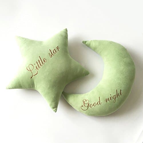 Huanlin Three-dimensional triangle cushions, Moon and stars embroidered pillow baby appease suede pillow cushion sofa minimalist creative gift backrest cushions, (Color : D)