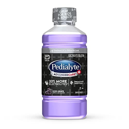Pedialyte Advancedcare Plus Iced Grape Electrolyte Solution, 33.8 Fl Oz Bottle