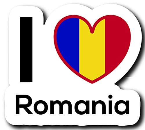 Love Romania Flag Decal Sticker Home Pride Travel Car Truck Van Bumper Window Laptop Cup Wall - One 5 Inch Decal - MKS0227