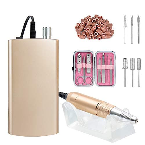 Rechargeable Nail Drill Machine Cordless Portable Manicure Set (Champagne)