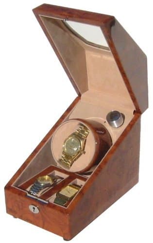 Landmark Single Automatic Watch Winder in Contemporary Burlwood by WatchWinderStore.com