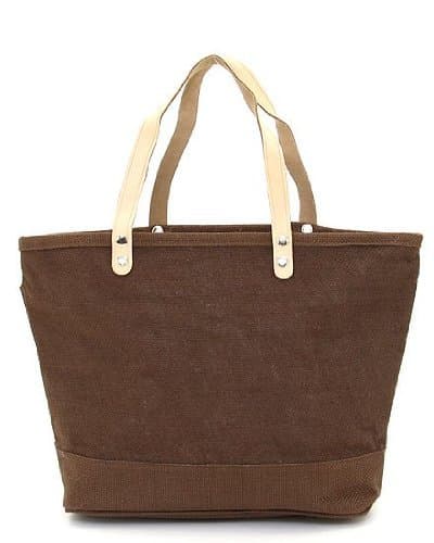 Solid Color Jute Burlap Tote Bag (Brown)
