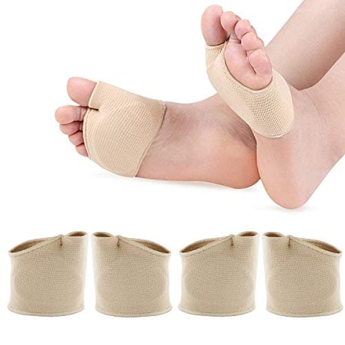 Metatarsal Pads - 2 Pairs of Fabric Metatarsal Sleeve with Forefoot Cushion Pad, Soft Foot Care Ball of Foot Cushions for Metatarsalgia Prevent Calluses Blisters M9-12 / W11-14 - Large