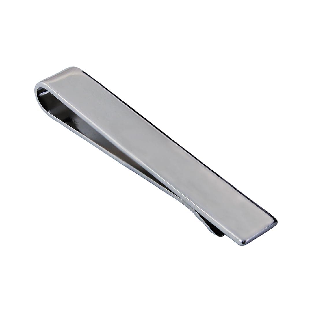 - Slim Tie Bar Blue Coloured - Rhodium Plated Premium Brass Tie Pin for Men