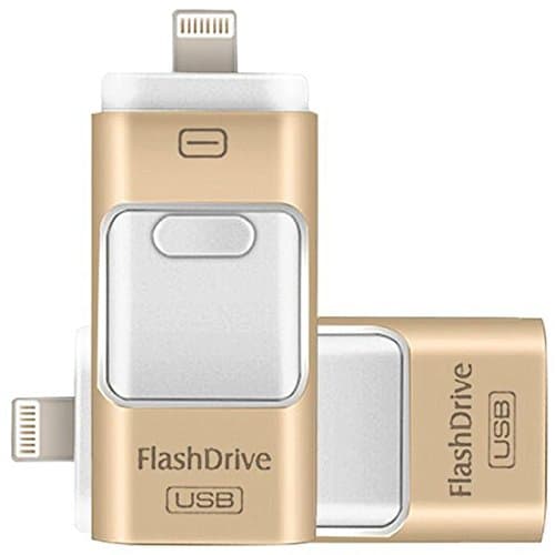 USB Flash Drives for iPhone 128GB Pen-Drive Memory Storage, Jump Drive Lightning Memory Stick External Storage, Memory Expansion for Apple IOS Android Computers (Gold)