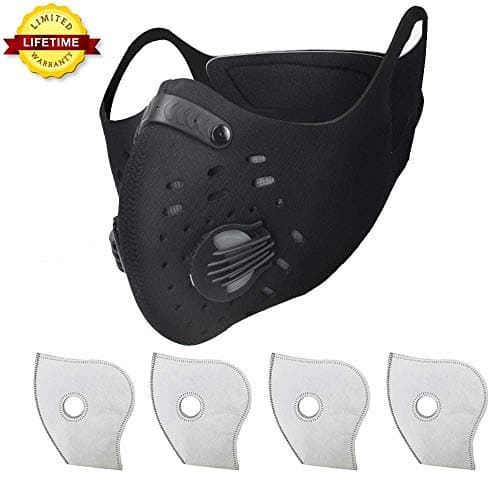 Dust Masks, Activated Carbon Dustproof Masks With Cotton Filter Earloop Cycling Mask for Running Woodworking House Cleaning and Gardening, against Asthma, Pollen Allergies, PM2.5 (Black1)