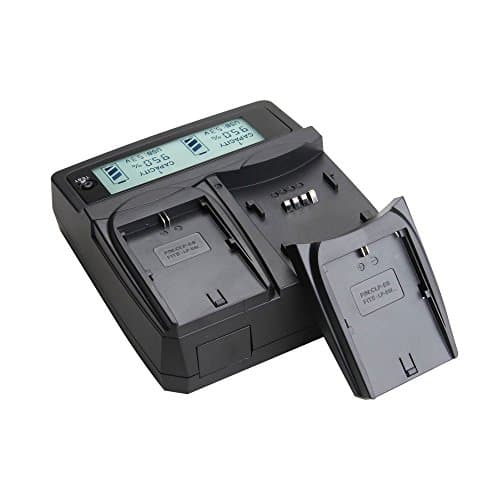 LPE6 Duo Battery Quick Charger with 2 LPE6 Adapter Plates for Canon USB c Battery Pack Quick Charge 3.0 with Big LCD Screen Display Charging Status and Battery Capacity