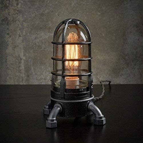 The"Vapor Touch" 2.0 in Hammered Black - Nautical Industrial Steampunk Edison table lamp w/Touch Dimmer, Unique Gifts | MillerLights Original
