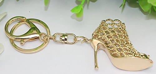 Gold Diamond-Studded High-Heeled Shoes, Ms. Cute Creative Car Key Chain Bag Key Chain Pendant Ornaments Gift