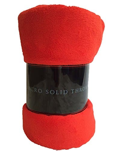 Decotex Warm & Cozy Super Soft Plush Solid Fleece Throw Blanket (50"x60", Red)