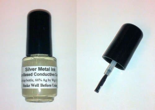 Silver Metal Ink, Conductive Water-Based Coating, 12 gram 66% Ag Brush-Cap Bottle, Over 1/4 TOz Silver!