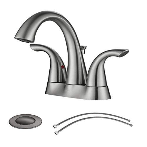 Spring Two-Handle Bathroom Faucet with Drain Assembly and Faucet Supply Lines, Brushed Nickel,14262