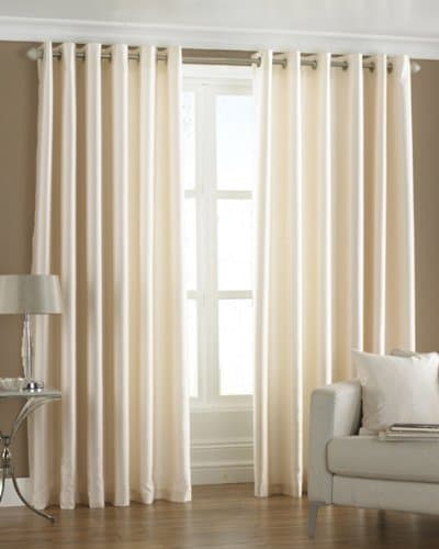 Decoholic Faux Texture Plain Curtains for Door with Eyelets | Room Darkening Curtains for Living Room | Cream Curtains 7 Feet Set of 2 Panels