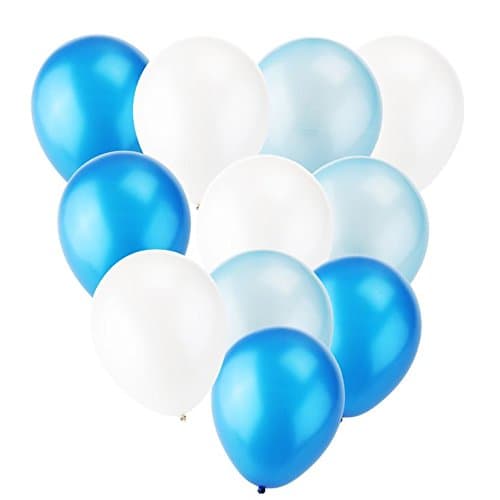 GrassVillage100 Pcs 12 Inch Latex Balloons – Blue & White Party Balloons for Birthday, Baby Shower, Carnival, Festival & New Year Decorations – Helium & Air Fillable