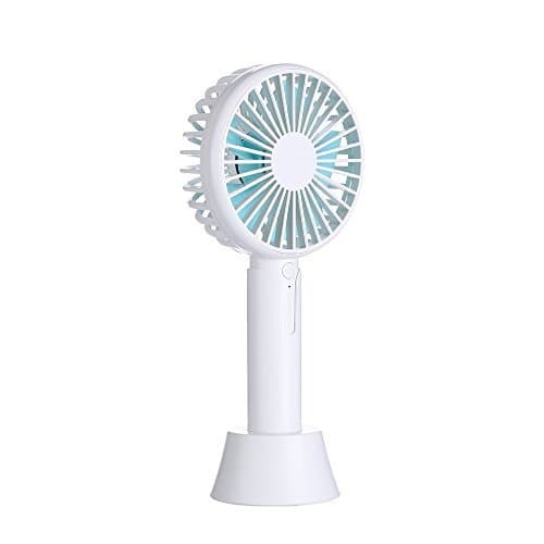 GSWAY Pedestal Mini Fans, Handheld Desk Table USB Rechargeable Quiet Personal Portable Desktop Cooling Fan with 3 Speed Magnetic Base for Office Outdoor Camping Traveling - White