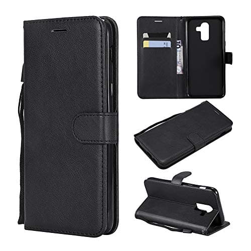 UDIKEFO Samsung Galaxy J8 Case, Samsung J8 Case, Premium Leather Wallet Phone Cases Magnetic Protective Cover with Card Holder/Slot Kickstand for Samsung Galaxy J8 2018 J810 - Brown