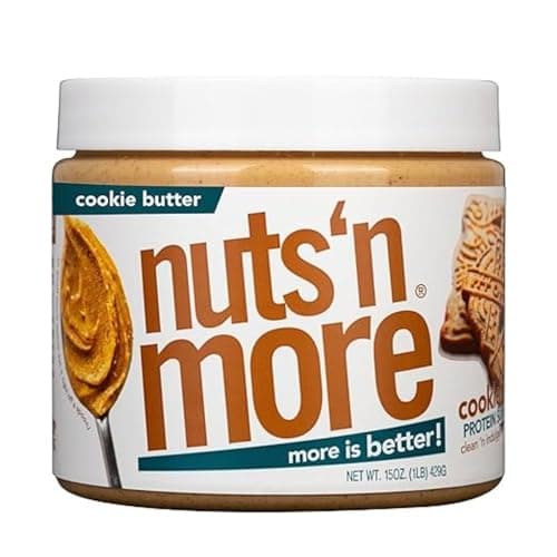 Nuts 'N More ‘N Cookie Butter Peanut Butter Spread, Added Protein All Natural Snack, Low Carb, Low Sugar, Gluten Free, Non-GMO, High Protein Flavored Nut Butter (15 oz Jar)