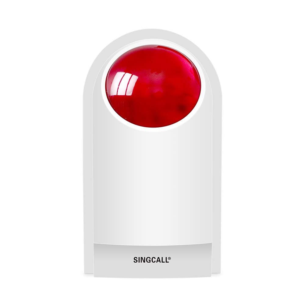 SINGCALL Strobe Siren Panic Alarm Button Siren Alarm with Light for Home Caring Loud Outdoor SOS Alert System 2 Red Flashing Siren and 4 Emergency Button for Store Hotel Jewelry Shop Security