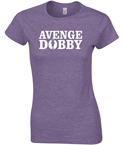 AVENGE DOBBY WOMENS SHIRT HARRY POTTER LADIES T-SHIRT (M, Heather Purple) Apparel