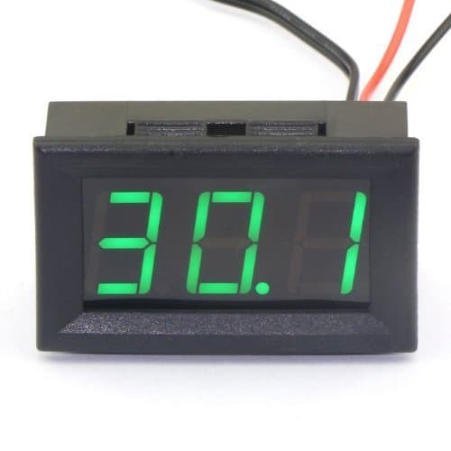Digital Temperature Meter, DC 12VThermometer Built-in Temperature Gauge -50~110℃ Embedded Temp Detector with Probe Green LED Display