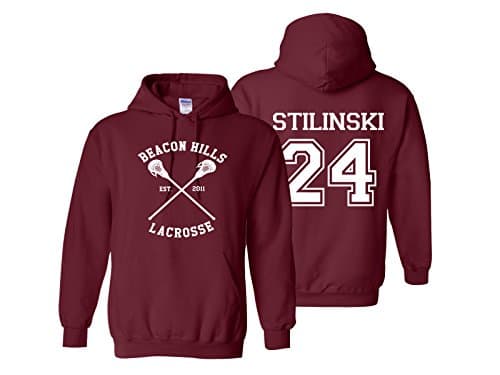 Stilinski 24 Lacrosse Adult Sweatshirt Pullover Hoodie XX-Large Maroon