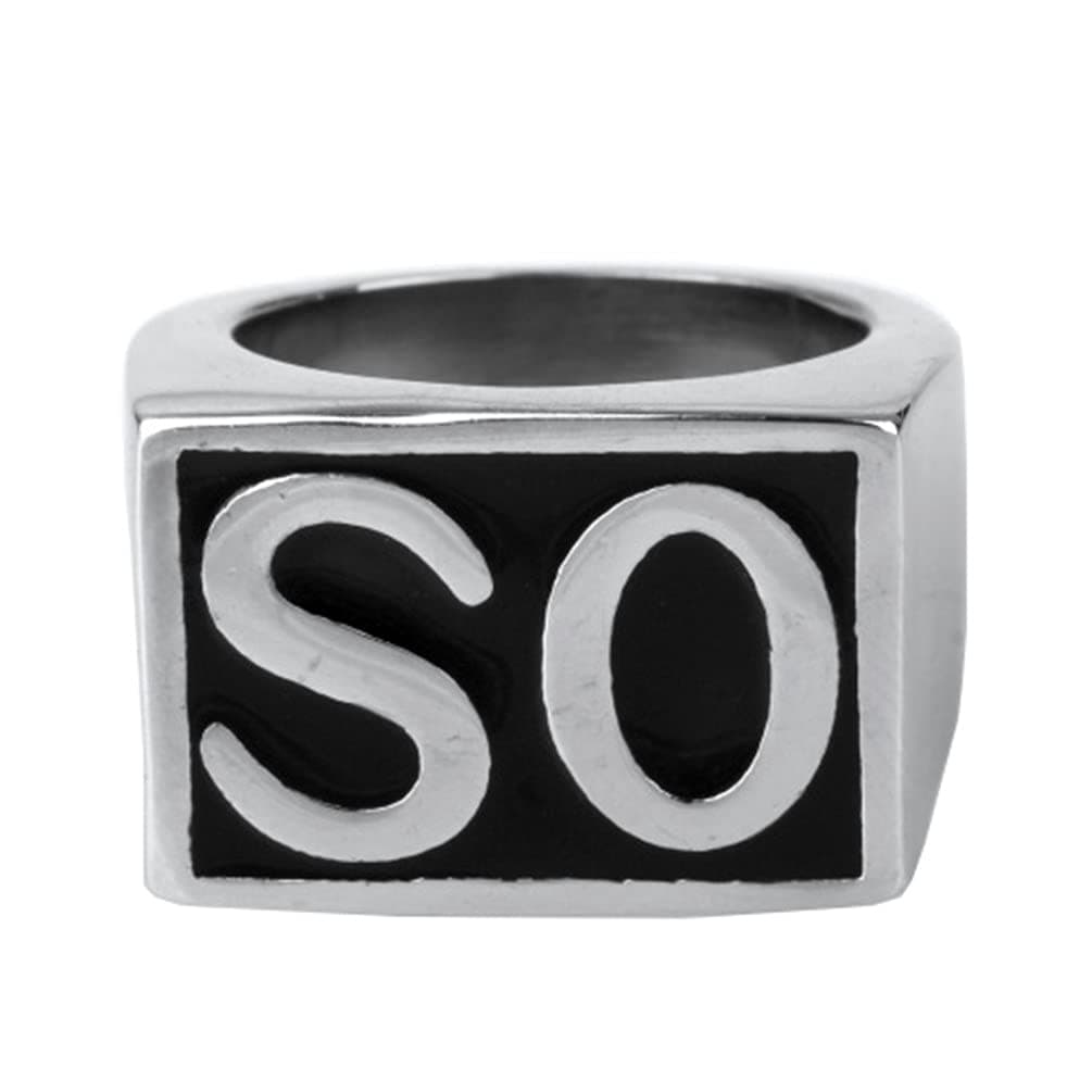 OAKKY Jewelry Men's Stainless Steel Biker Rings,SO, Vintage,Gold and Black