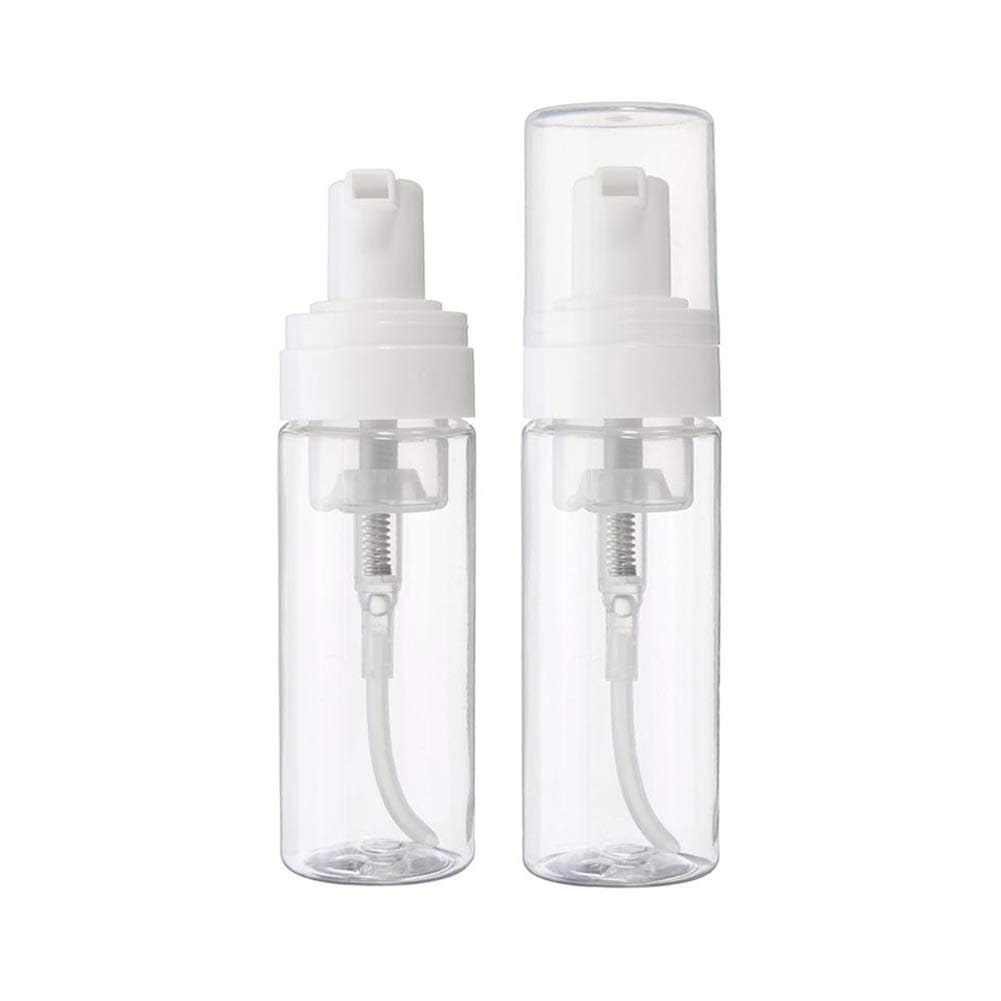 2-Piece Plastic Foamer Bottle Clear Pump Dispenser Mini Travel Size Foaming Soap Face Wash 1.7 Oz, No leaks!