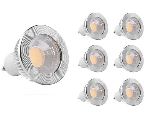 5-watt GU10 LED COB Flood Bulb, 2700K Warm White, Dimmable, 90° Beam Spread, 50-watt Equivalent, 500 lumens, CRI 80+, AC 120V, 2.4" Length, 6-Pack